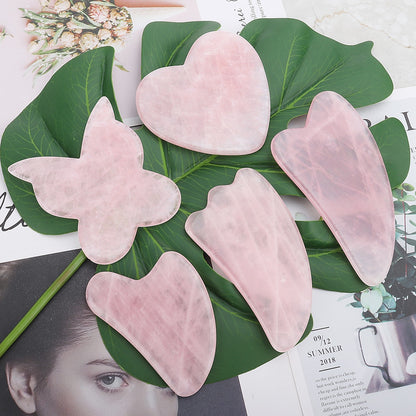 Gua sha en quartz rose Crépuscule, plusieurs formes