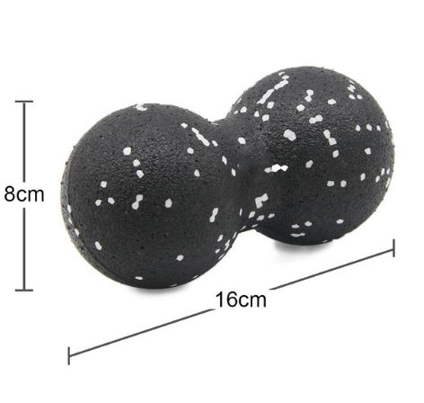 Balle de massage double 8 × 16 cm, noir moucheté blanc