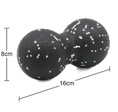 Balle de massage double 8 × 16 cm, noir moucheté blanc