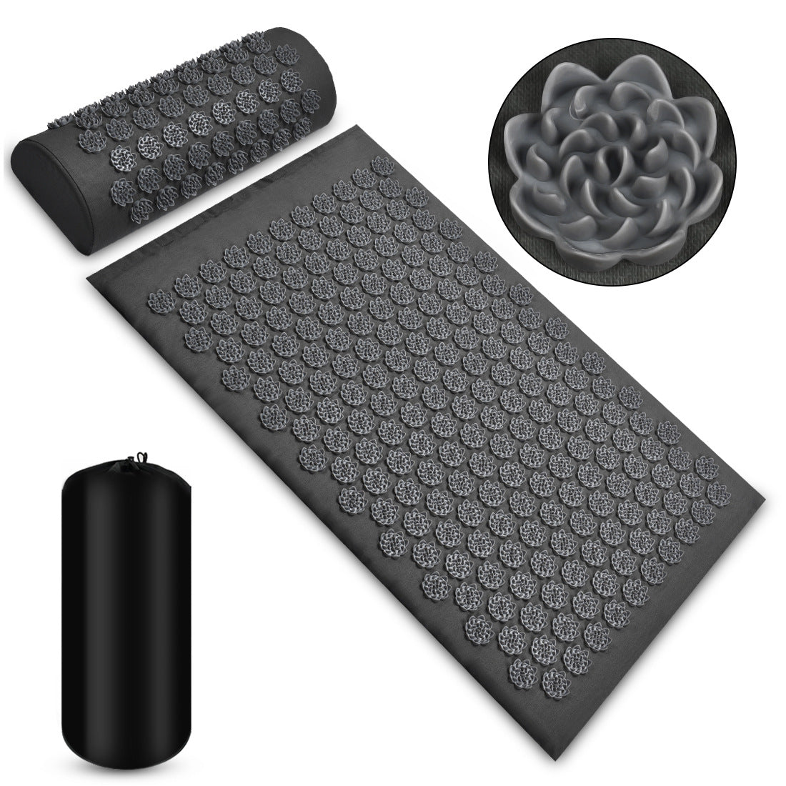 Tapis et coussin d'acupression, gris anthracite