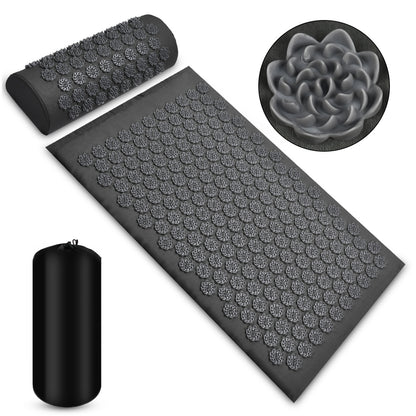 Tapis et coussin d'acupression, gris anthracite