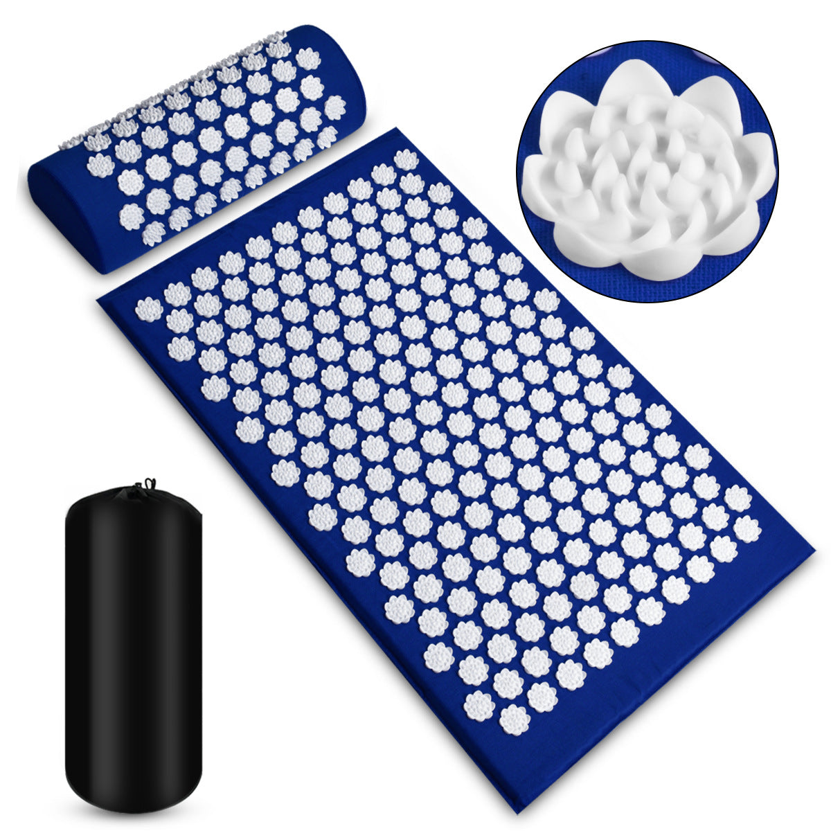 Tapis et coussin d'acupression, bleu