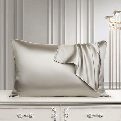 Taie d'oreiller face soie, gris argent